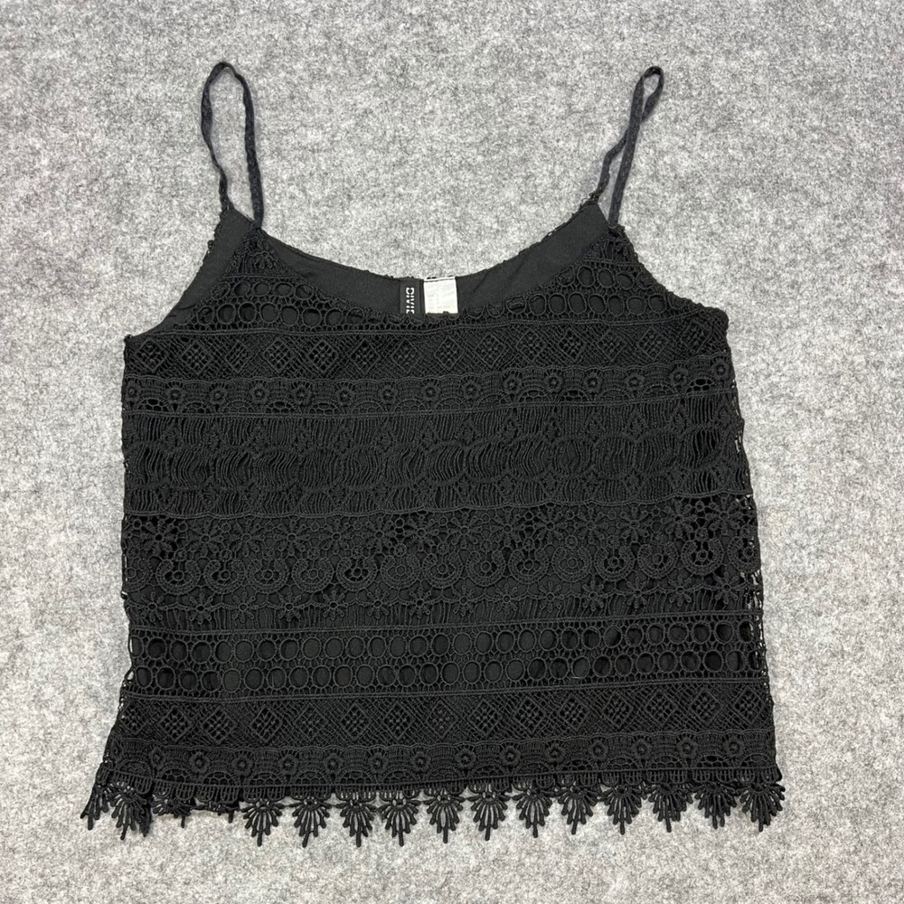 H&M‎ Divided Black Crochet Lace Cami Tank Top Cottagecore Y2K Women's Size S